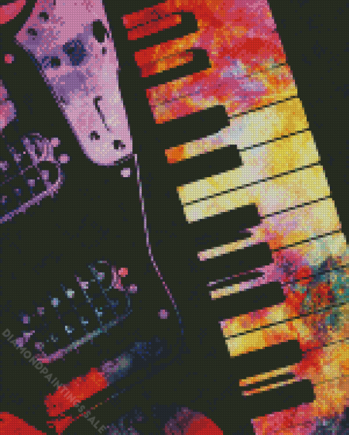 Colorful Keyboard And Guitar Art Diamond Painting