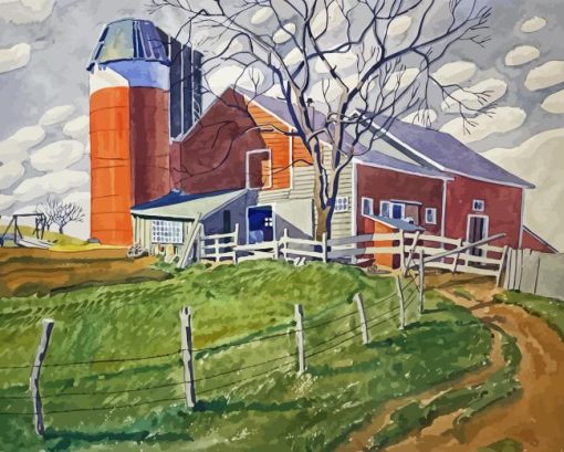 Countryside Barn With Silo Diamond Painting