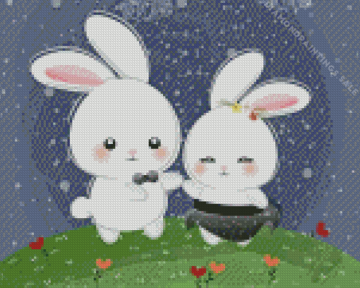 Dancing Rabbits Diamond Painting