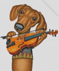 Dog With Violin Diamond Painting