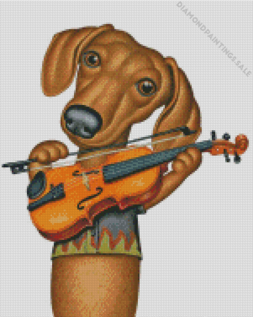 Dog With Violin Diamond Painting