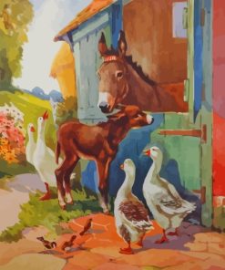 Donkeys And Geese Diamond Painting