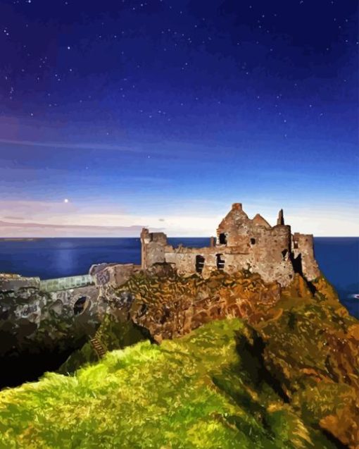 Dunluce Ireland At Night Diamond Painting