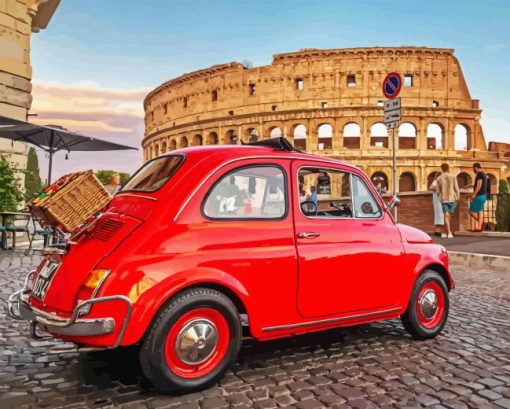 Fiat 500 In Colosseum Diamond Painting