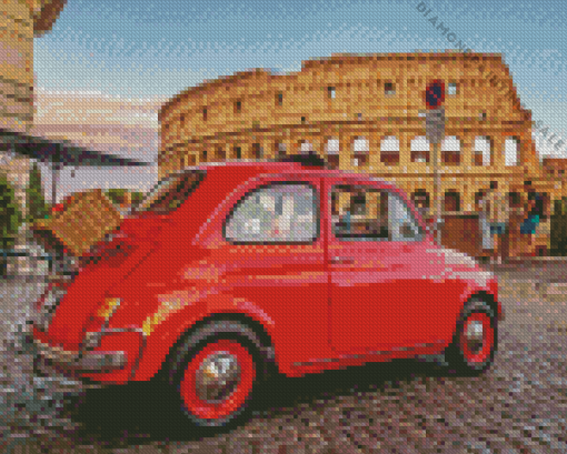 Fiat 500 In Colosseum Diamond Painting