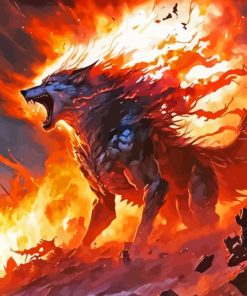 Fire Wolf Monster Diamond Painting