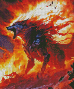 Fire Wolf Monster Diamond Painting