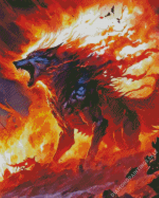 Fire Wolf Monster Diamond Painting