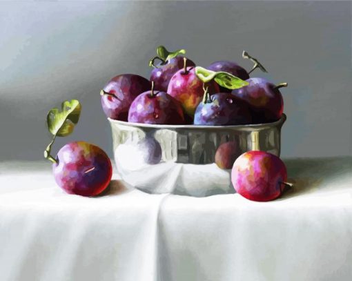 Fresh Plums In Bowl Diamond Painting