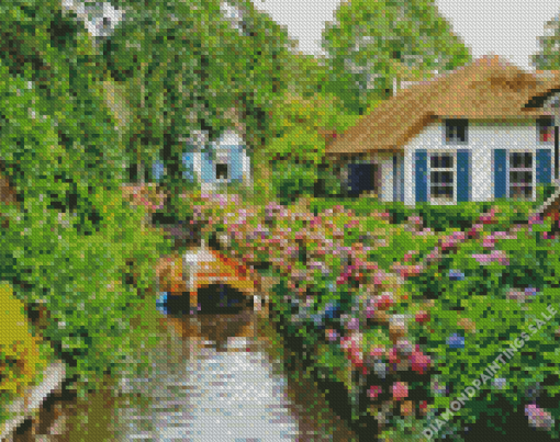 Giethoorn City Canal Diamond Painting