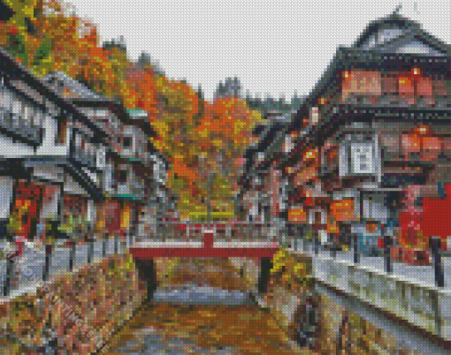 Ginzan Onsen Autumn Diamond Painting