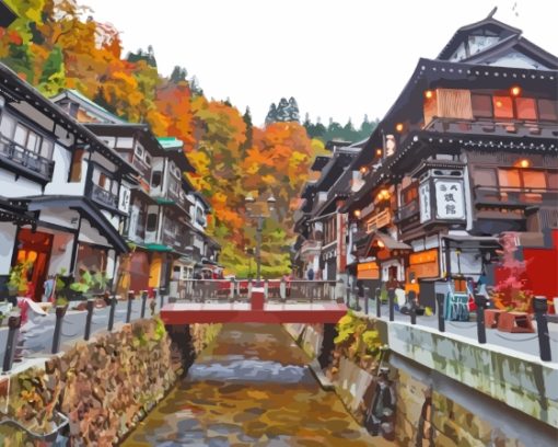 Ginzan Onsen Autumn Diamond Painting