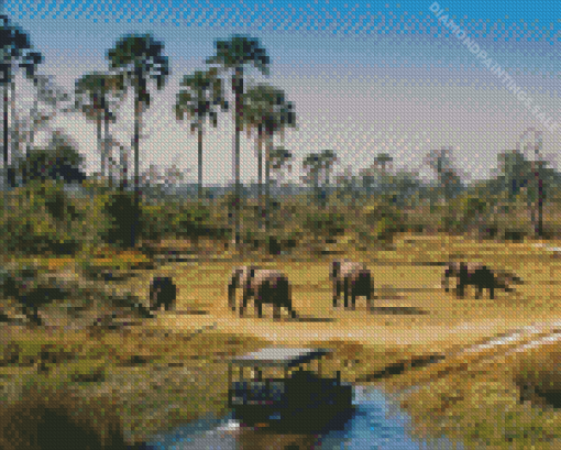 Herd Of Elephants Diamond Painting