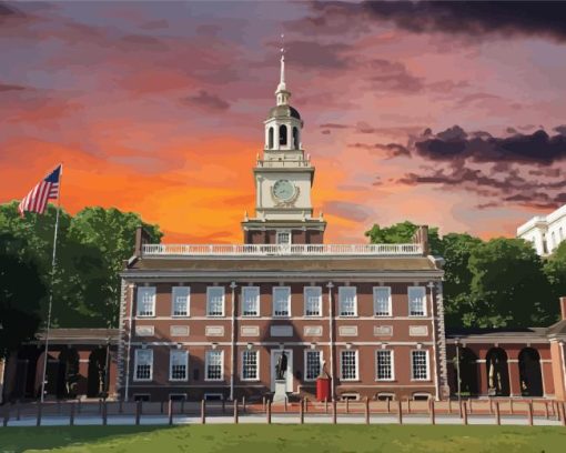 Independence Hall Sunset Diamond Painting