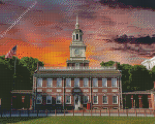 Independence Hall Sunset Diamond Painting