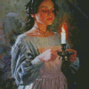 Lady And Candle Diamond Painting