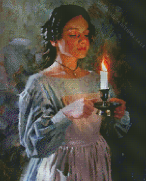 Lady And Candle Diamond Painting