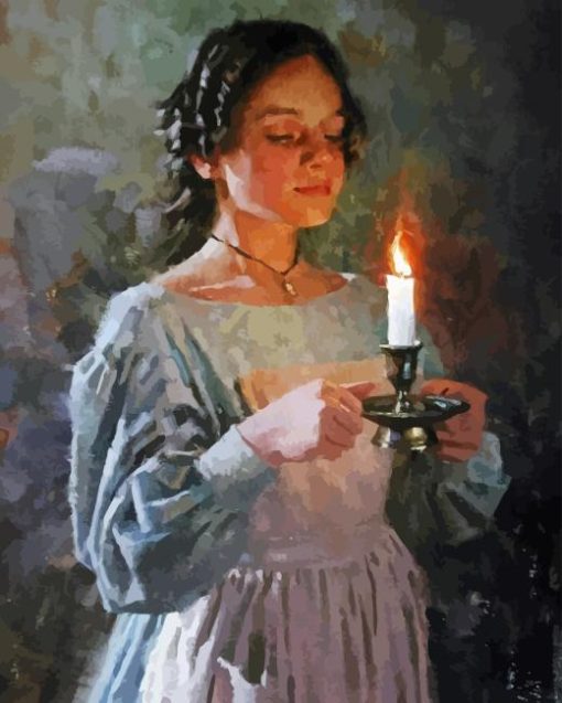 Lady And Candle Diamond Painting