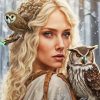 Lady With Owl Diamond Painting