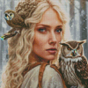 Lady With Owl Diamond Painting