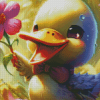 Little Duck And Flowers Diamond Painting