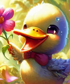 Little Duck And Flowers Diamond Painting