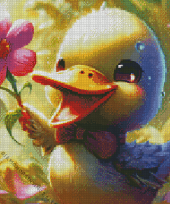 Little Duck And Flowers Diamond Painting