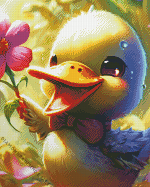 Little Duck And Flowers Diamond Painting