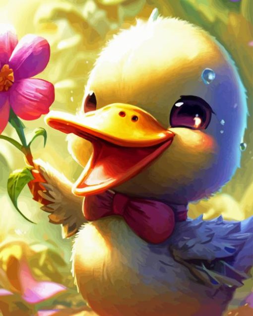 Little Duck And Flowers Diamond Painting