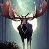 Moose And Moon Diamond Painting