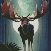 Moose And Moon Diamond Painting