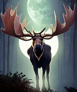 Moose And Moon Diamond Painting