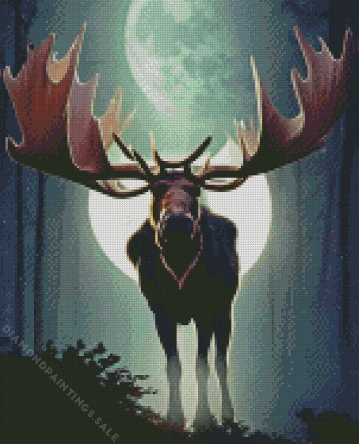 Moose And Moon Diamond Painting