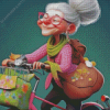 Old Lady On Bike Diamond Painting