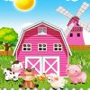 Pink Farm Barn Diamond Painting