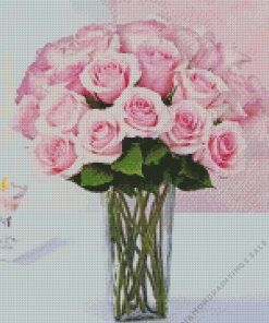 Pink Rose Flower Vase Diamond Painting