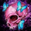 Pink Skull And Butterflies Diamond Painting