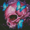 Pink Skull And Butterflies Diamond Painting