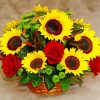 Red Roses With Sunflowers Diamond Painting