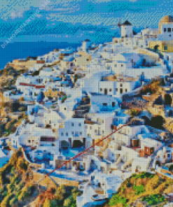 Santorini Cliff Village Diamond Painting