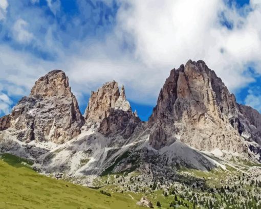 Sassolungo Mountain Diamond Painting