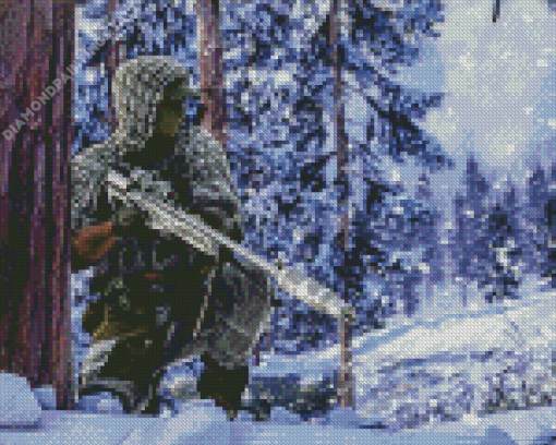 Snow Sniper Soldier Diamond Painting