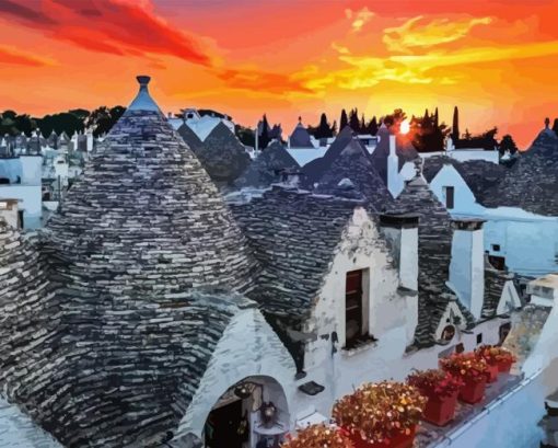 Sunset At Alberobello Diamond Painting