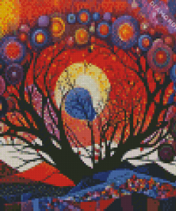 Sunset Mosaic Tree Diamond Painting