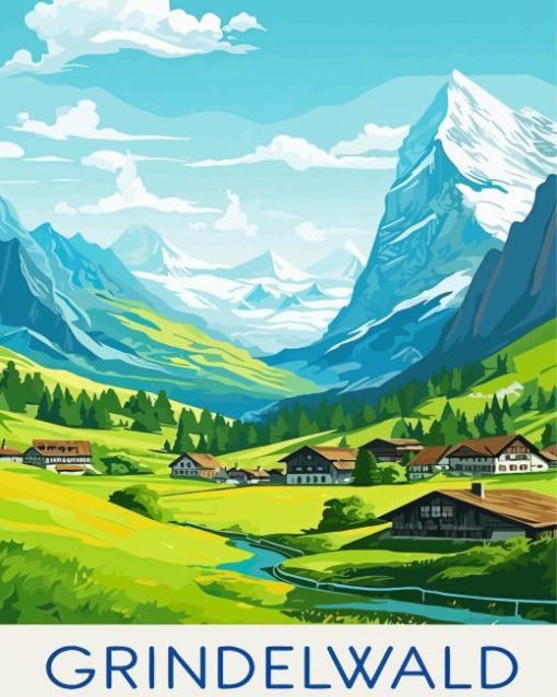 Switzerland Grindelwald Poster Diamond Painting