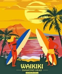 Waikiki Diamond Head Beach Diamond Painting