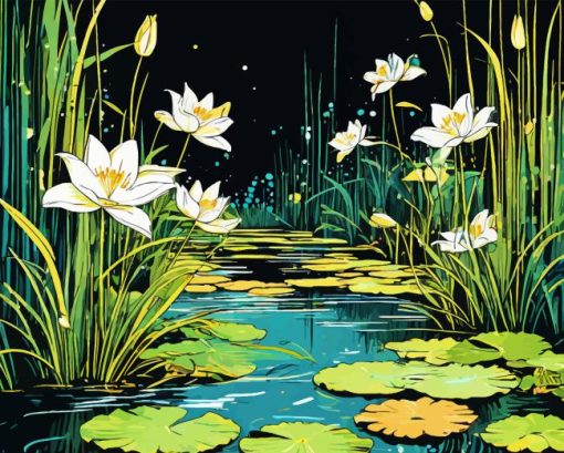 Water Lilies Pond Diamond Painting