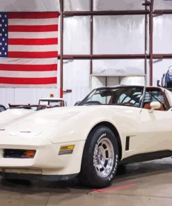 White 1981 Corvette Diamond Painting