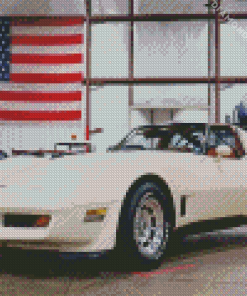 White 1981 Corvette Diamond Painting