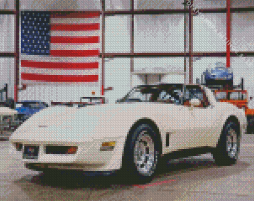 White 1981 Corvette Diamond Painting